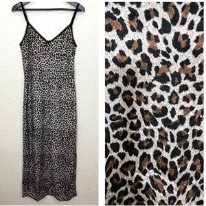 Vintage leopard print slip dress 90’s Y2K Size L